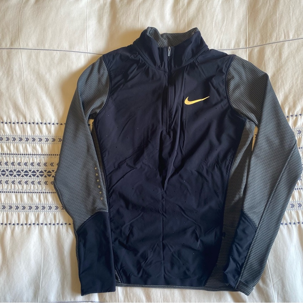 Nike Black and Olive Green Running Long Sleeve